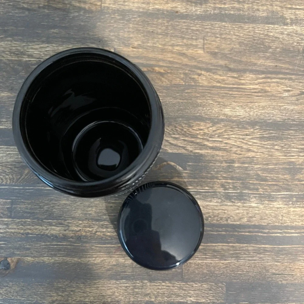 Everyday Dose Vessel Airtight Glass Stash Jar Black White Wavy Mushroom Coffee